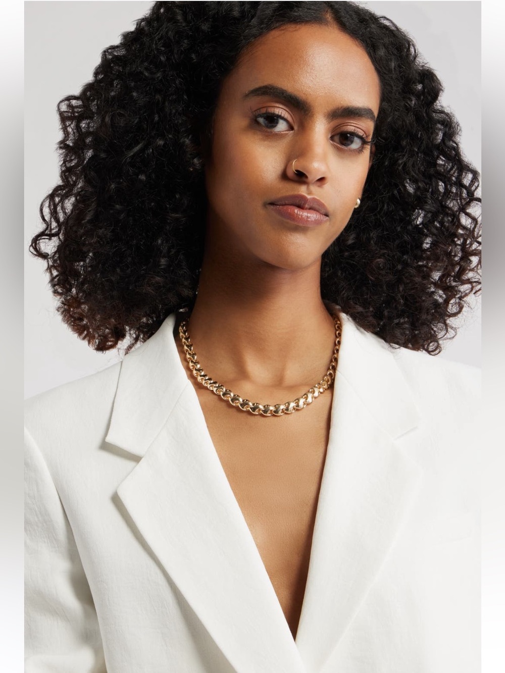 Statement Necklace in Polished Gold Interlock Link - Picture 2 of 5